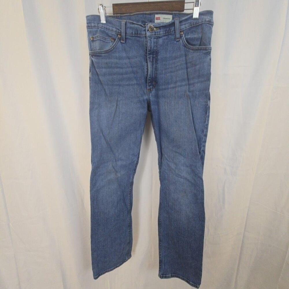 Wrangler Jeans Mens 34x30 Blue Medium Wash Regular Straight Fit Stretch Denim